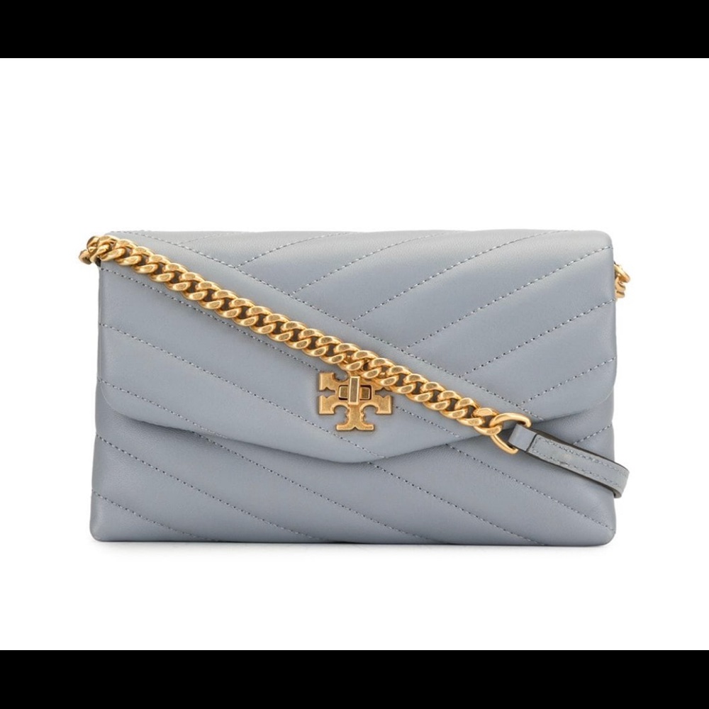 Tory Burch Gray Crossbody Bag with Gold Chain